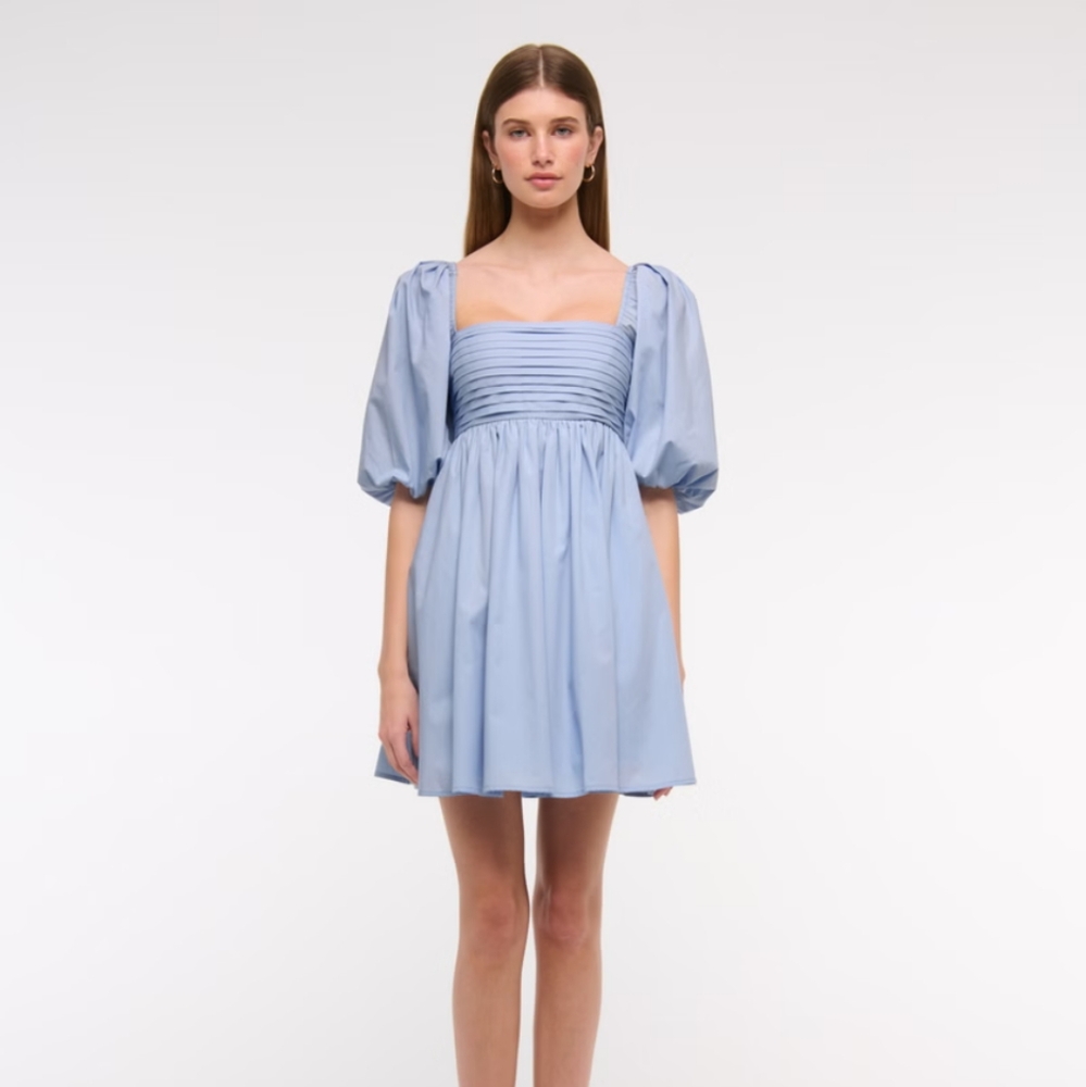 A&F Emerson Poplin Puff Sleeve Mini Dress, Sz XS NWOT